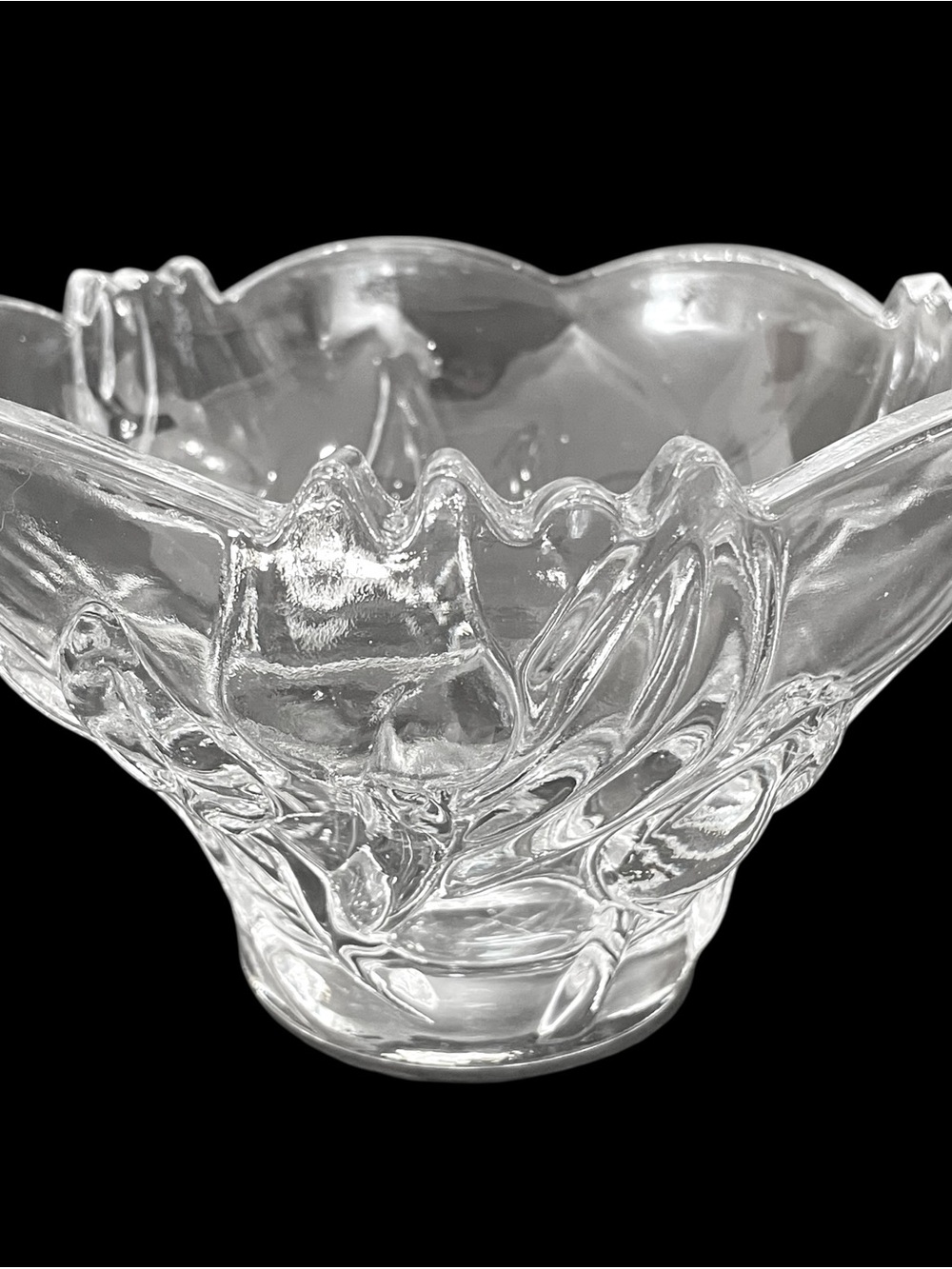 Vintage 1970s Mikasa Germany "Spring Debut" Clear Tulips Crystal Serving Bowl - Picture 4 of 8